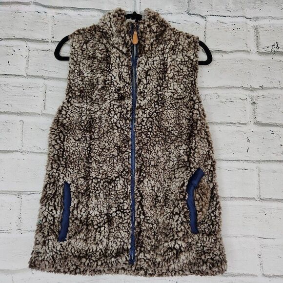 Simply Southern Women's Brown Soft Faux Fur Sleevless Vest Jacket Size Medium - Picture 1 of 14